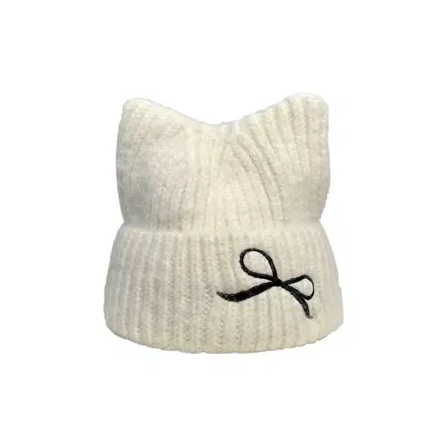 恩僾德 猫耳朵针织帽子韩版可爱减龄滑雪小众百搭显脸小保暖 聚酯纤维 绒线帽 男女同款情侣款