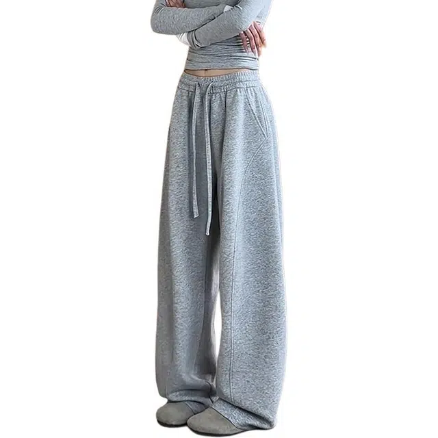 单爵 美式运动弯刀卫裤男款秋季慵懒风穿搭微喇裤子斜切休闲裤 男女同款