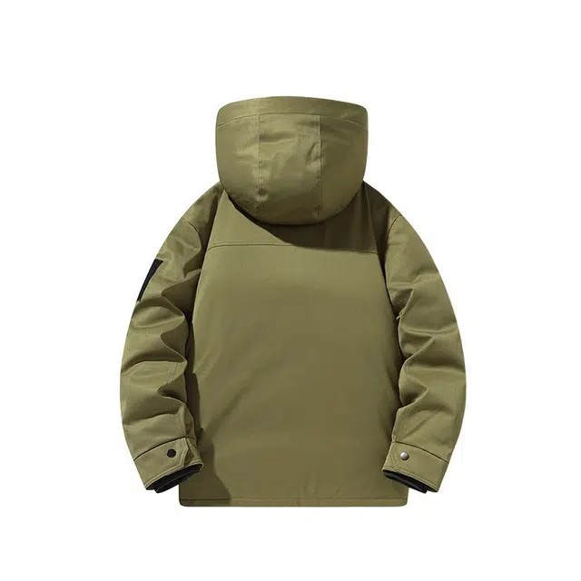 棉基因  冬季连帽撞色拼接优质棉日系工装风简约潮流夹棉袄子美式高街青少年职场通勤学院风  防风耐磨保暖防寒冲锋衣 男女同款