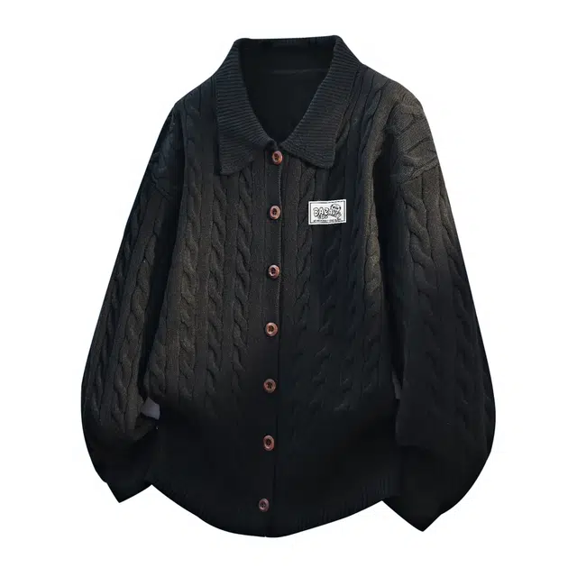 吾皇猫 美式复古老钱风原创设计感绞花条纹针织翻领开衫外套秋冬季休闲宽松百搭基础款慵懒风软糯无性别主义外穿加厚保暖毛衣 男女同款