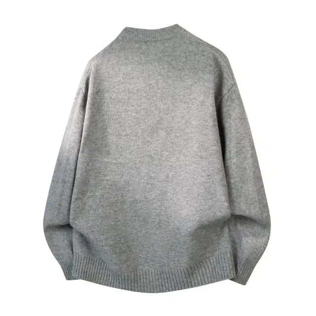 图兰朵 日系复古高级感简约经典亨利领中性套头宽松韩版慵懒风帅气针织衫休闲日常百搭舒适垂感保暖御寒通勤半开衫纽扣亲肤毛衣 男女同款