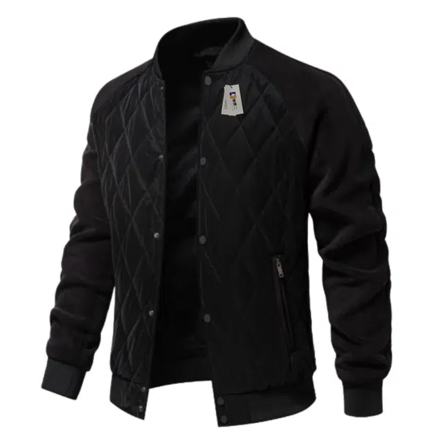 地界二 加绒夹棉加厚夹克欧美休闲外套插肩袖上衣棉服 男款