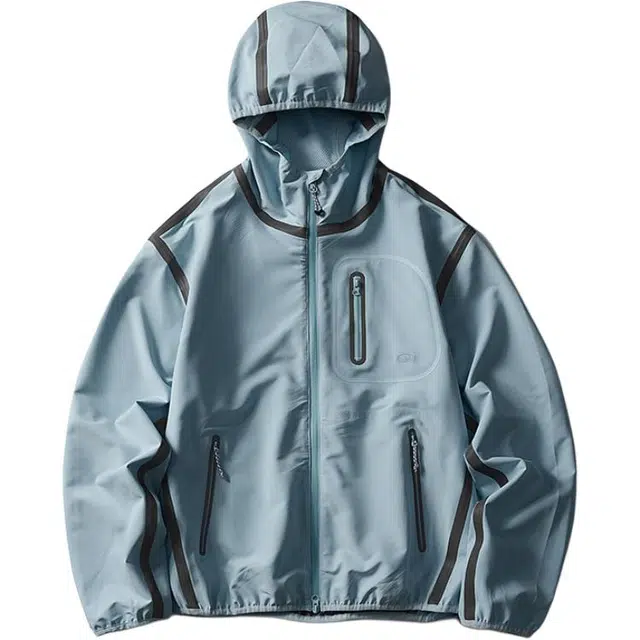 宫奴 反光条压胶可收纳连帽衣外套户外防水休闲宽松运动夹克 男女同款