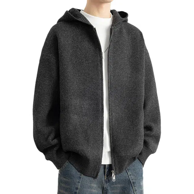 拓菲 外套男春秋季连帽上衣服宽松休闲青少年复古风夹克男针织衫 男女同款