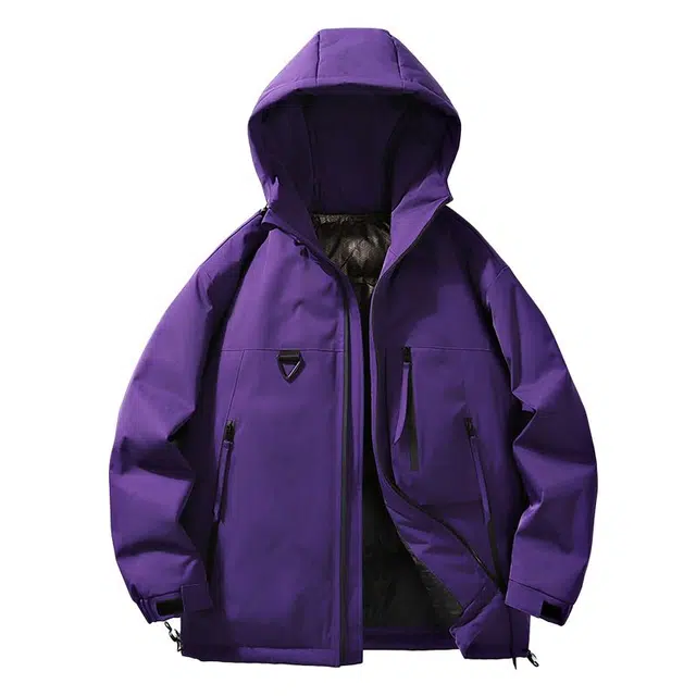 棉基因  纯色宽松连帽 冲锋衣 男女同款