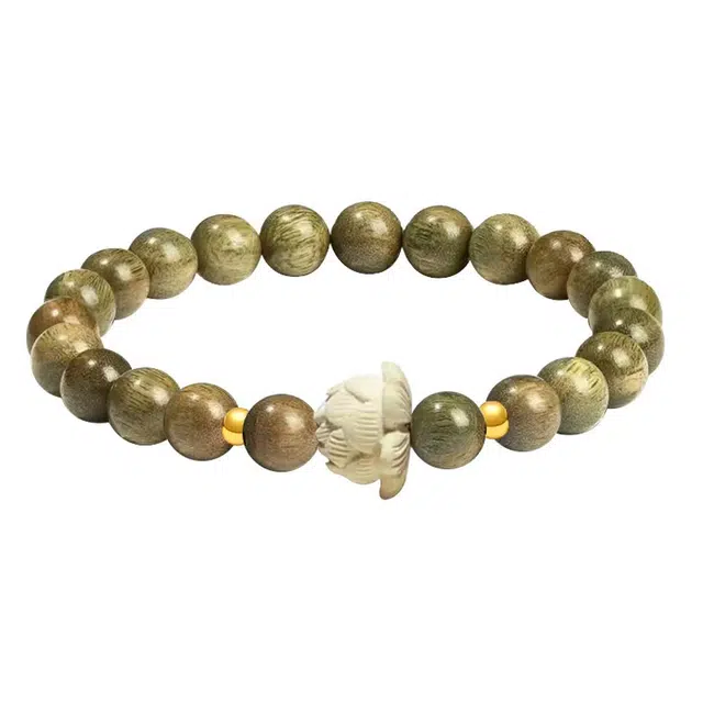 琛宬 【吉祥如意】好运莲莲有钱花串珠转运珠文玩佛珠木质平安喜乐招财纳福复古新中式国潮盘串生日#好运 绿檀 手串 男女同款情侣款