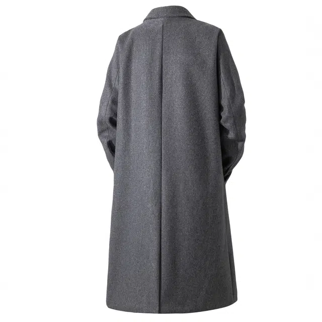 普鲁士多特蒙德  韩系秋冬慵懒风纯色基础款一粒扣中长款风衣垂感舒适保暖呢子外套英伦风高级感日常通勤穿搭落肩长袖翻领大衣 男女同款