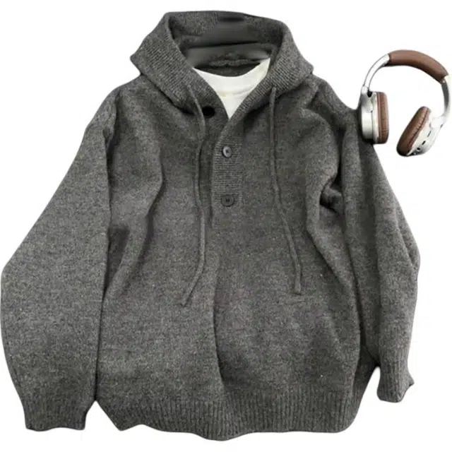 单爵 慵懒风连帽上衣男款秋冬美式复古情侣高级感外针织衫 男女同款