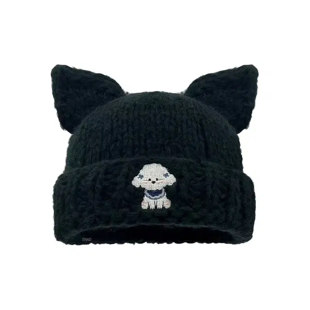 恩僾德 卡通小狗刺绣保暖百搭显脸小 聚酯纤维 绒线帽 男女同款情侣款