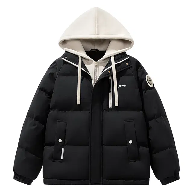 贵人鸟 生活系列 假两件连帽防风舒适保暖宽松休闲加厚工装棉服外套 男女同款