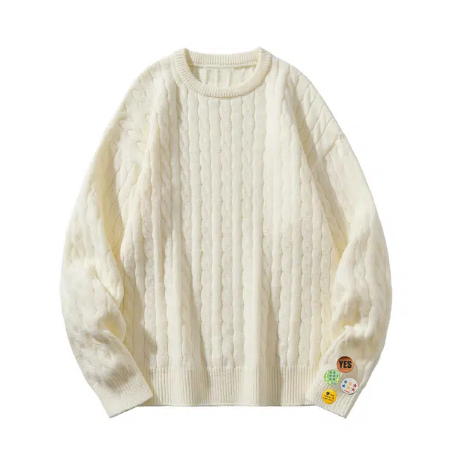 陆与山屿 美式复古圆领麻花状可内搭上衣高街休闲时尚潮流松弛感亲肤舒适保暖外套秋冬学院风套头长袖毛衣 针织衫 男女同款