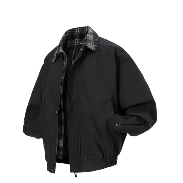 一碗士多  拼接格纹刺绣撞色短款落肩美式复古高街时尚小众个性化设计高级情侣日常通勤舒适宽松百搭棒球服 男女同款