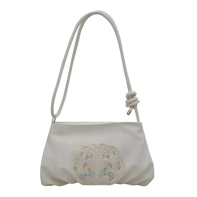 米囹 女孩尝试古风 行走刺绣质地精致视觉质感淡雅柔美 女款 轻盈 斜跨包 常规 白色/灰色/黑色/粉红色