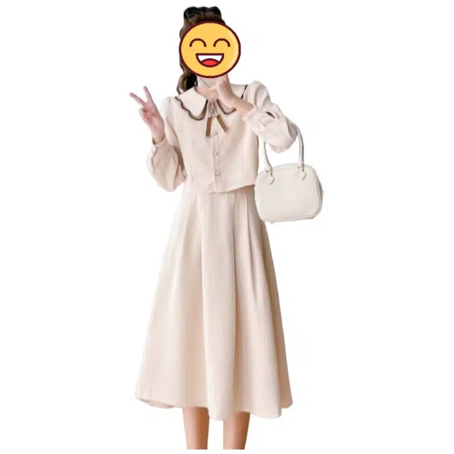 邦固依品 法式小香风长裙女秋季今年流行高级感甜美学院风半身裙两件套裙装套装 女款