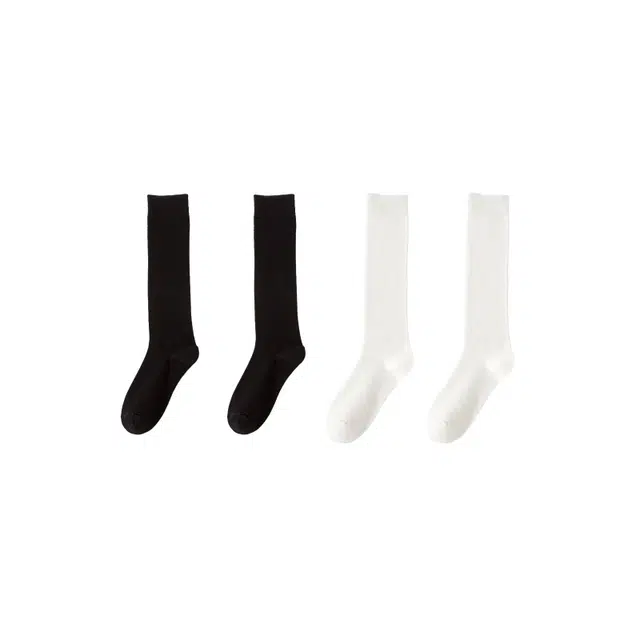 皇室品轩 袜子女春秋款压力显瘦小腿袜吸汗透气纯色秋冬棉袜日系学院风长袜高筒袜 女款