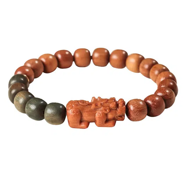 琛宬 【财源滚滚】平安好运招财纳福吞金兽貔貅复古新中式民族风吉祥如意文玩佛珠盘玩念珠寓意美好 芭比檀香 木作手串 男款