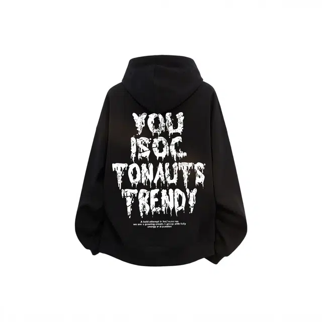 海底小纵队 美式高街嘻哈时尚品牌字母斑驳冰淇淋印花宽松落肩上衣休闲长袖潮牌运动舒适学院风学生百搭简约连帽无绳国潮卫衣 男女同款