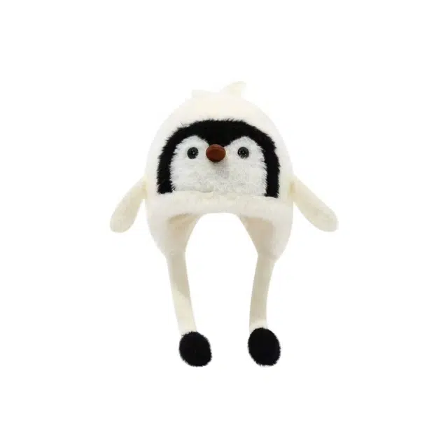 恩僾德 小众高颜值毛绒可爱小企鹅护耳显脸小防风保暖 聚酯纤维 绒线帽 男女同款情侣款