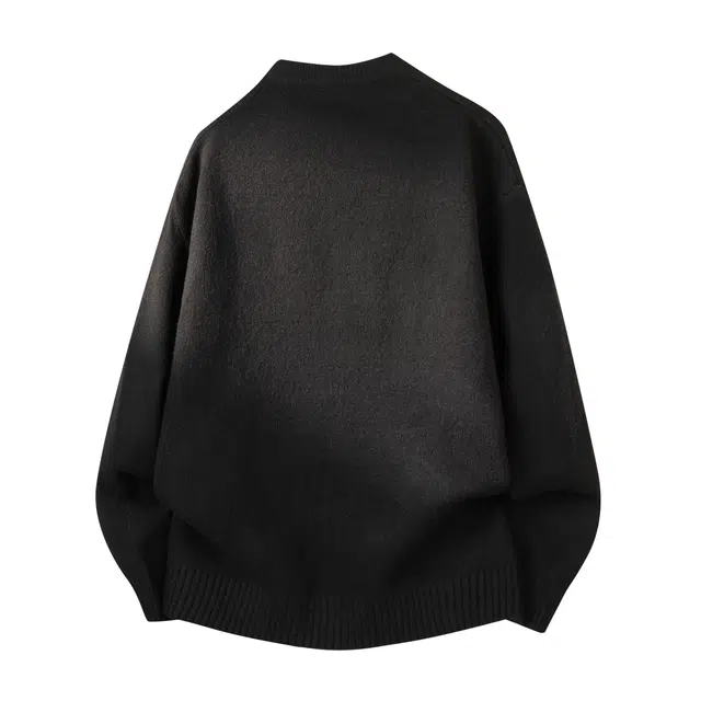 图兰朵 美式复古高级感简约经典亨利领中性套头宽松韩版慵懒风帅气针织衫休闲日常百搭舒适垂感保暖御寒通勤半开衫纽扣亲肤毛衣 男女同款