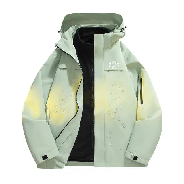 一人之下  运动三合一可拆卸加绒内胆登山服字母印花宽松潮流休闲百搭连帽夹克  户外远足徒步旅行 防水防风耐磨保暖防泼水冲锋衣 男女同款