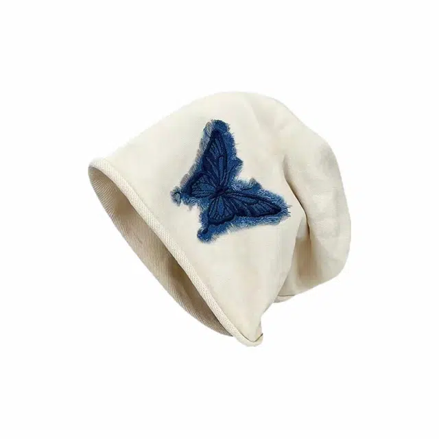 恩僾德 小众百搭高颜值蝴蝶刺绣大头围韩系潮流百搭显脸小 聚酯纤维 绒线帽 男女同款情侣款