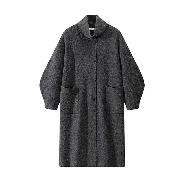 红蜻蜓 百搭休闲合身中高领纽扣长袖连衣裙 女款