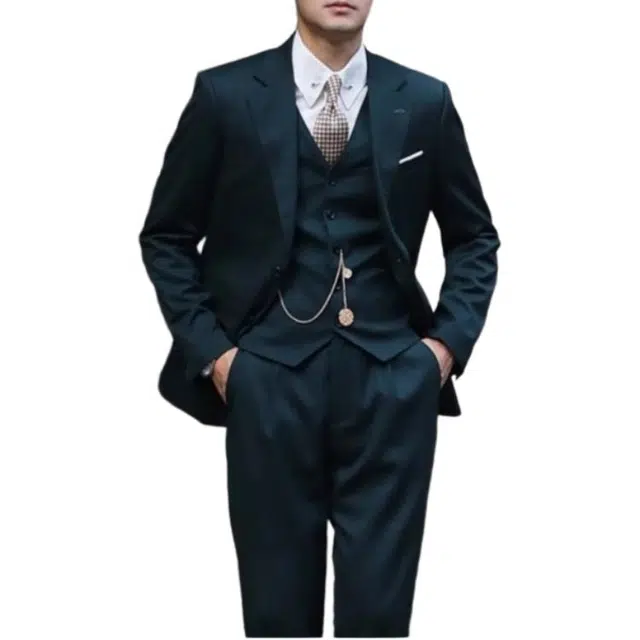 大格子与黑猫 复古那不勒斯西服新郎结婚男士商务正装休闲雅痞时尚绅士西装 男款