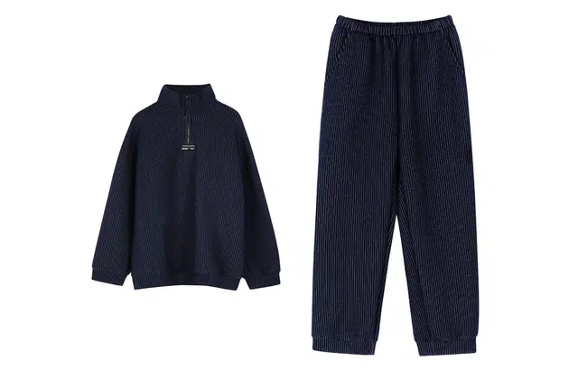 浮光岛屿 睡衣男秋冬款纯棉加厚时尚高领空气夹棉简约保暖舒适可外穿家居服 家居套装 男款 藏蓝色