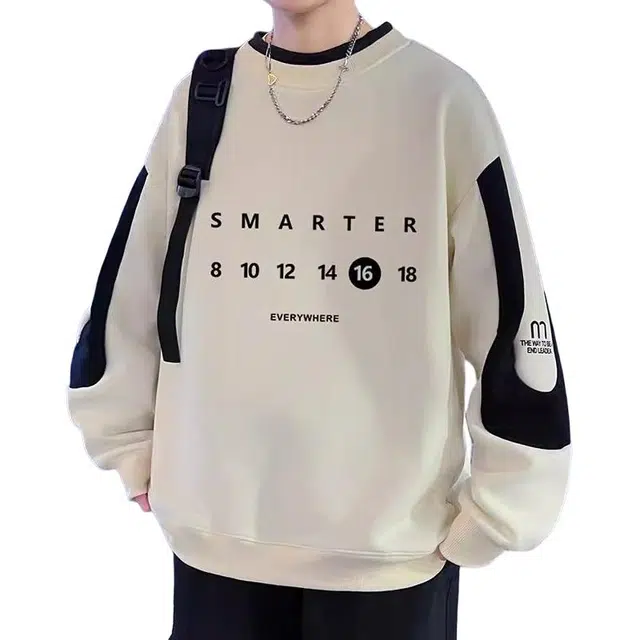 木木兔 休闲落肩袖圆领印花运动宽松长袖卫衣 男款