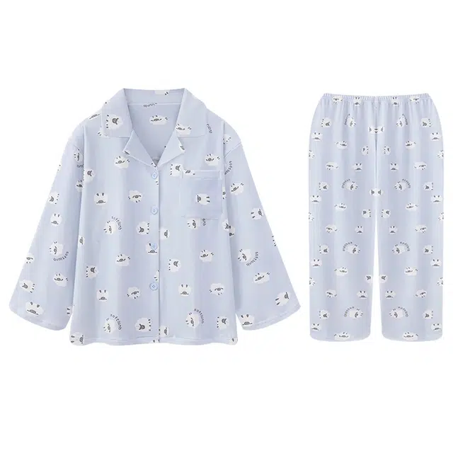 向薇 德绒长袖长裤春秋冬季女士舒适保暖卡通可爱风  睡衣套装 女款