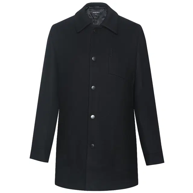 利郎 商务休闲纯色翻领中长款绵羊毛质感百搭大衣 男款