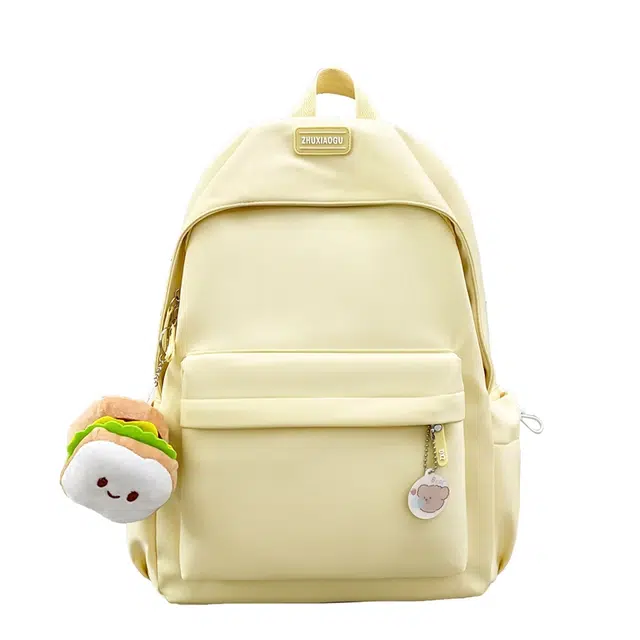 米囹 街潮好看 版型百搭背包可爱甜酷女孩单品 加宽肩带设计 男女同款 轻盈 双肩包 常规 乳白色/黑色/浅黄色/浅蓝色/蓝色