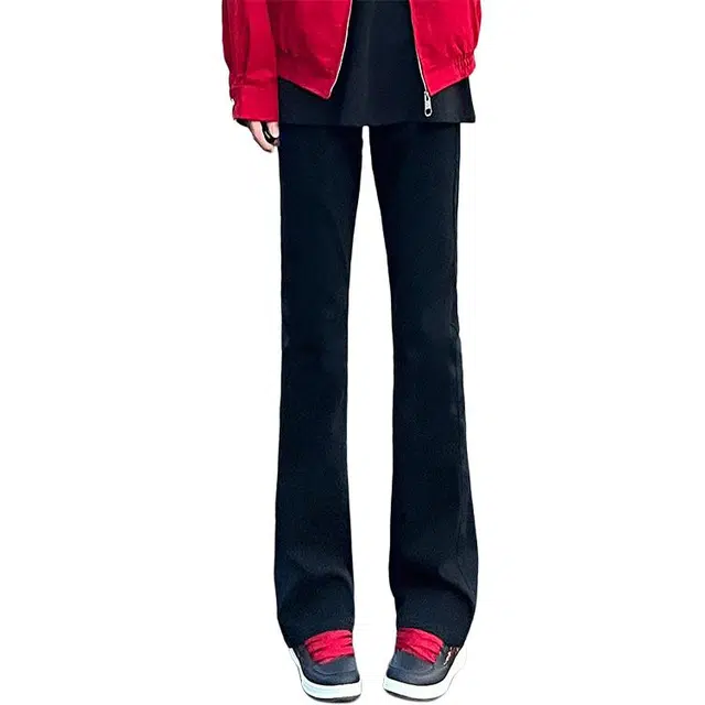 单爵 美式微喇休闲裤男款宽松显高显瘦高街情侣裤子高腰窄版西装裤 男女同款