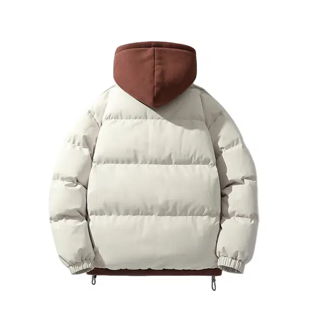 棉基因 春秋季撞色假两件拼接双色防寒优质棉棒球服高个子小个子日系男简约潮流美式高街工装风青少年职场通勤学院风棉衣外套 男女同款