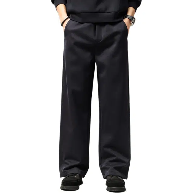 贵色 百搭高端保暖直筒潮牌大码运动拼接卫裤加厚休闲裤 男女同款