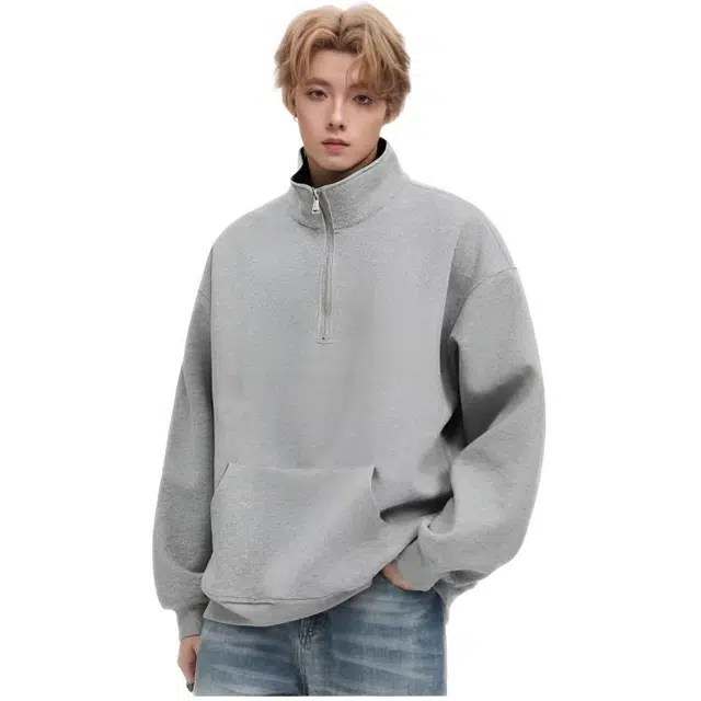 木木兔 经典潮牌美式高街长袖男生秋冬潮流穿搭冬天轻奢百搭冬季衣服国潮宽松简约时尚立领半拉链上衣卫衣 男女同款