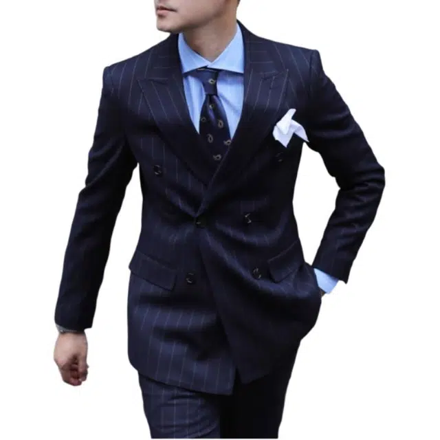 大格子与黑猫 英伦经典双排扣戗驳领商务上班西服结婚新郎婚礼修身雅痞外套西装 男款