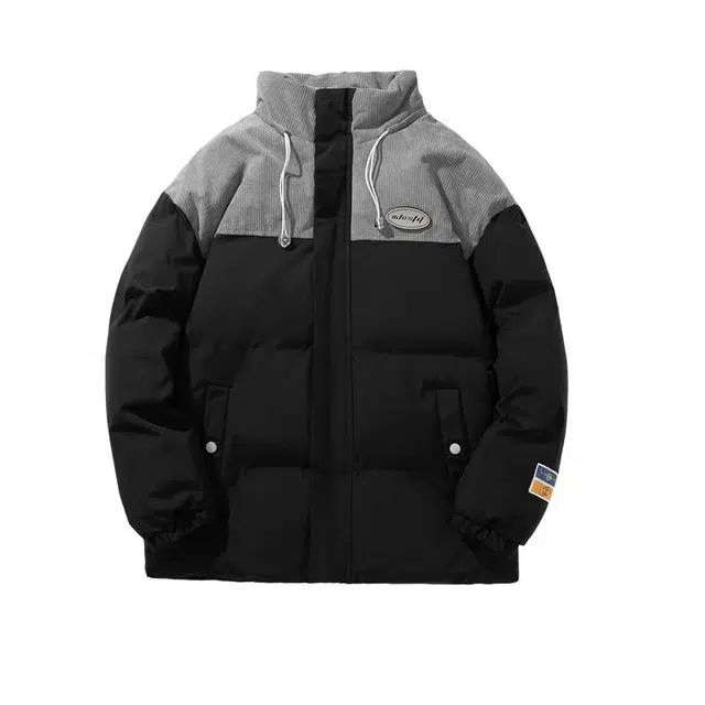 棉基因 春秋季拼色灯芯绒撞色防寒优质棉棒球服高个子小个子日系男简约潮流美式高街工装风青少年职场通勤学院风棉衣外套 男女同款