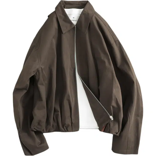 宫奴 日系休闲潮牌复古设计感褶皱皮标简约宽松短款外套夹克 男女同款