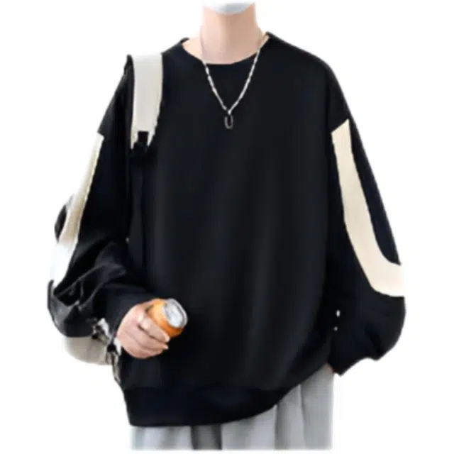 木木兔 休闲运动宽松落肩袖圆领长袖卫衣 男款