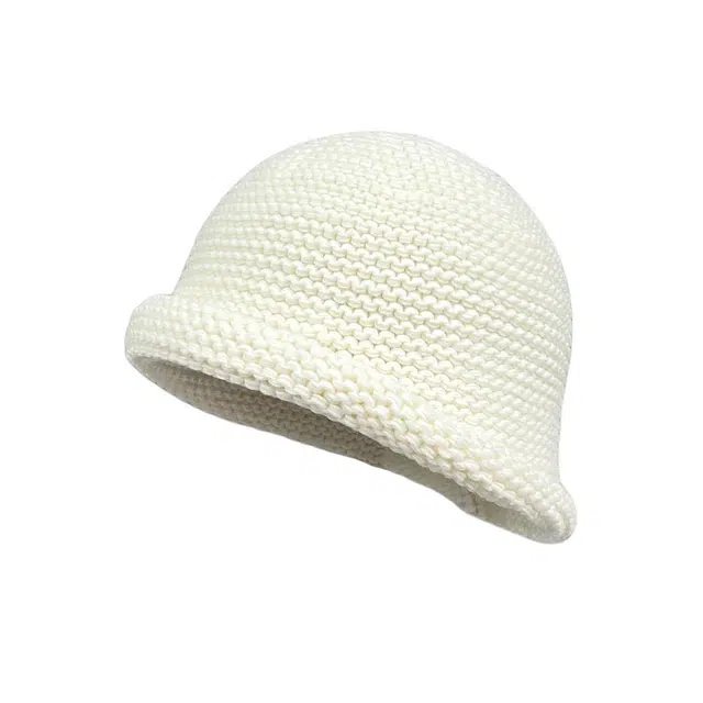 艾佳微 秋冬保暖韩版粗针织卷边粗毛线百搭素颜 羊毛混纺 绒线帽 男女同款情侣款