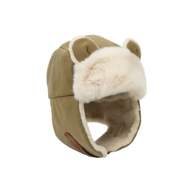 恩僾德 小熊耳朵可爱毛绒加厚骑车保暖防寒帽子护耳 聚酯纤维 雷锋帽 男女同款情侣款