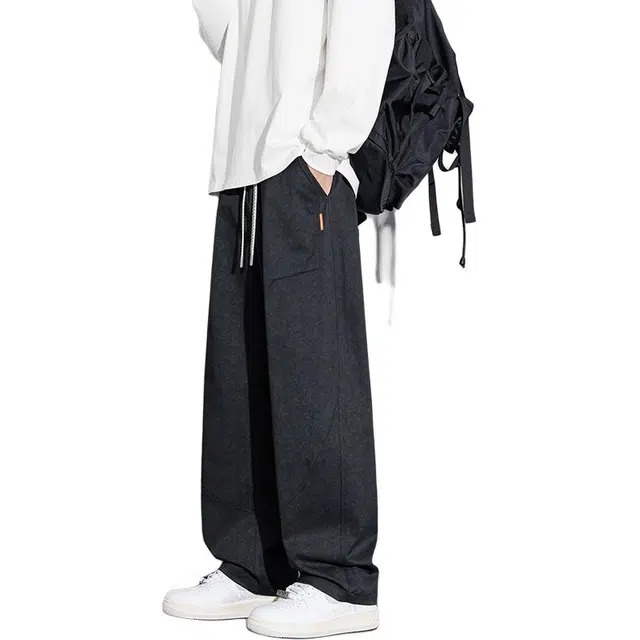 协协乐 高街机能风美式复古扎染迷彩拼接氛围感秋冬季潮牌宽松直筒阔腿垂坠感青少年弹力抽绳痞帅百搭运动长裤休闲裤 男款