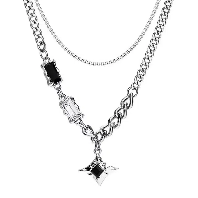 尚先生 芒星双层 钛钢 项链 男女同款情侣款