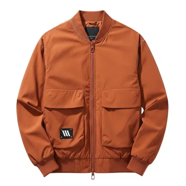 半空山 美式纯色简约高级感拼接设计痞帅潮流飞行教练工装大口袋宽松百搭棒球领夹克外套 男女同款