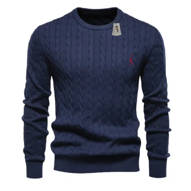 地界二 经典风跨境外贸高品质套头小鹿刺绣纯色针织衫 男女同款