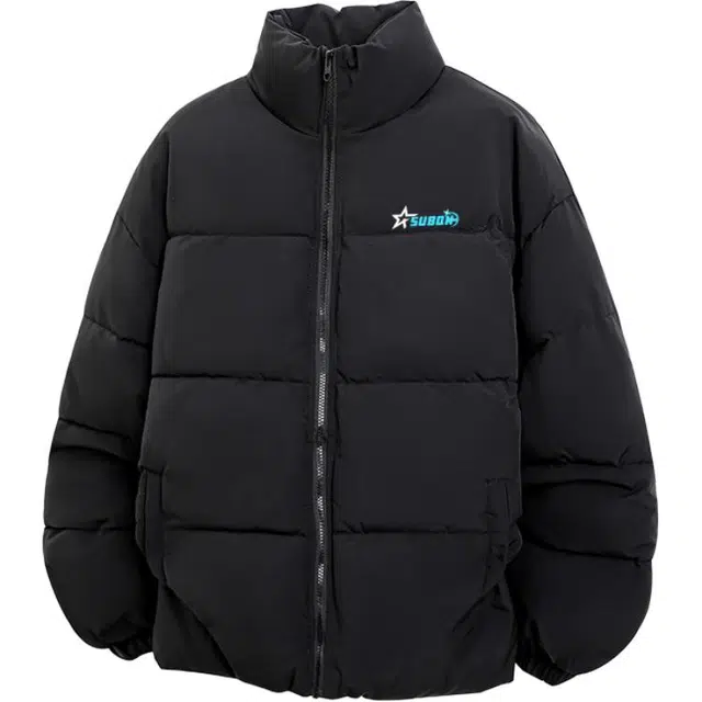 苏北青年 美式潮牌高街宽松纯色品牌字母简约学院风时尚休闲百搭保暖基础款户外运动通勤慵懒舒适立领面包服棉服 男女同款