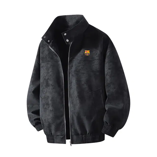 巴塞罗那足球俱乐部 美式复古街头风痞帅宽松百搭高级感潮流轻奢时尚休闲外套皮衣 男女同款