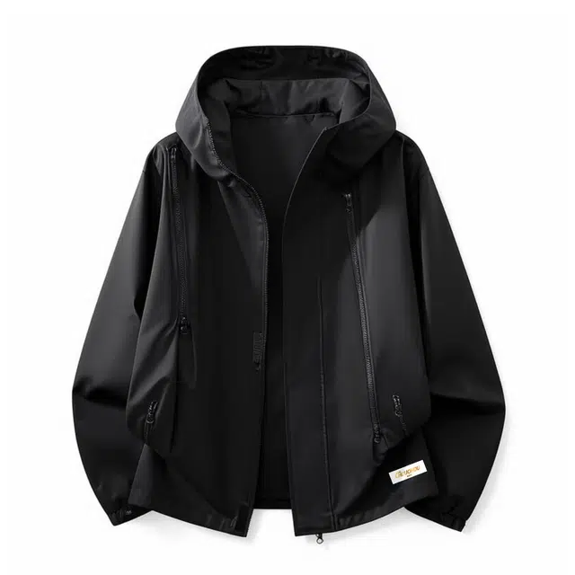 周同学  周杰伦 城市户外机能纯色简约宽松登山运动休闲连帽落肩  防水防风冲锋衣 男女同款