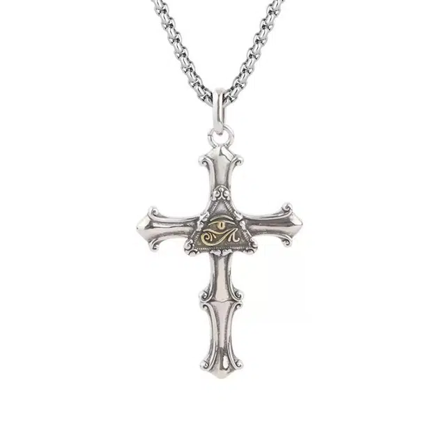 尚先生 黑白朋克十字架 合金 项链 男女同款情侣款